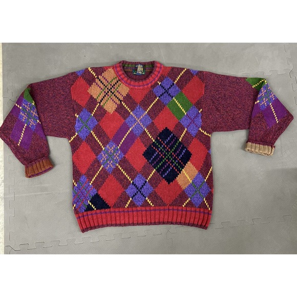 VINTAGE 90's COLOURS by ALEXANDER JULIAN COLORFUL SWEATER LG FS Charity - Picture 10 of 10